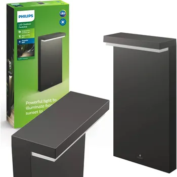 Venkovní osvětlení Obdélníkový osvětlovací sloupek Philips s integrovaným LED zdrojem, 40 cm, černý