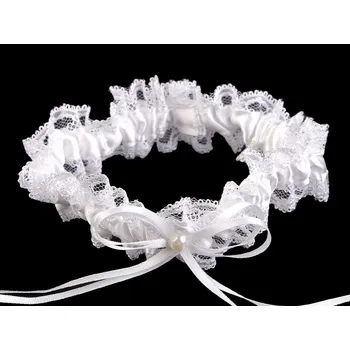 Podvazkový pás Svatební podvazek krajkový, barva 1 (3,5 cm) bílá