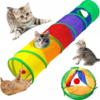 Hračka pro kočku DLOUHÝ TUNEL PRO KOČKY HRAČKA PRO KOŤATA S MÍČKEM FRETKA KRÁLÍK 120cm