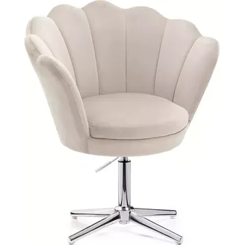 LuxuryForm DESIGN Kosmetické křeslo FREY VELUR na stříbrném kříži - latte