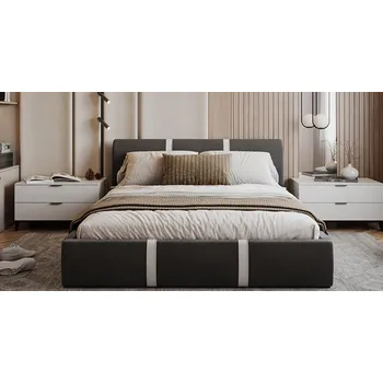 Postel Čalouněná postel PLATINUM grafit bílá 160x200 Trinity s dřevěným roštem