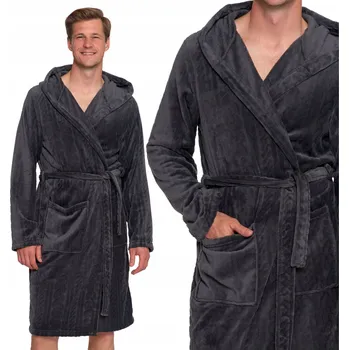 Pánský župan TEPLÝ PÁNSKÝ ŽUPAN NA ZAVAZOVÁNÍ S KAPUCÍ CHLUPATÝ MORAJ XXL