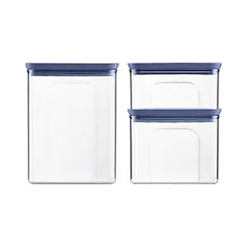 Dóza na potraviny Sada 3 obdélníkových dóz Tosca, transparetní/modré