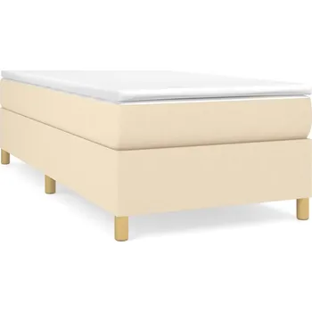 Postel Rám postele krémový, 203 x 80 x 35 cm, látka, překližka