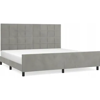 Postel Rám postele s čelem, světle šedá, 203 x 206 x 118/128 cm, samet