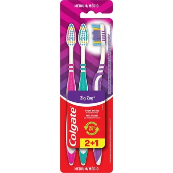 Zubní kartáček Zubní kartáčky střední tvrdosti Colgate ZigZag 3 kusy