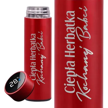 Termoska Termoska Červený s LED Displejem - Dárek ke Dni Babiček - Čaj pro Milovanou Babičku Vz