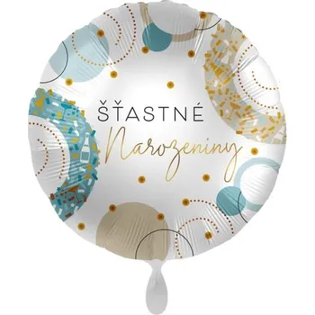 Party dekorace Fóliový balonek Šťastné narozeniny zlatá a modrá 43 cm