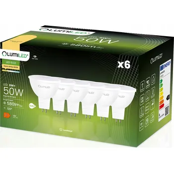 Žárovka 6x LED žárovka GU5.3 MR16 6W = 50W 580lm 3000K Teplá bílá 120° 12V LUMILED