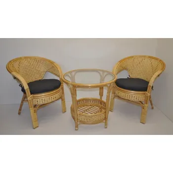 Zahradní sestava Ratanová sedací souprava Kina medová polstr tmavě šedý melír