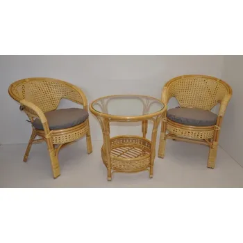 Zahradní sestava Ratanová sedací souprava Kina medová polstr šedý melír