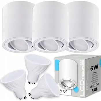 Bodové svítidlo 3x BODOVÉ SVÍTIDLO NA OMÍTKU HALOGENOVÁ trubice otočná GU10 6W teplá LED žárovka