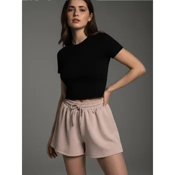 Dámské kraťasy Sinsay - Teplákové kraťasy s volnými nohavicemi soft touch - béžová - 7755X-08X - 7755X-08X-XS