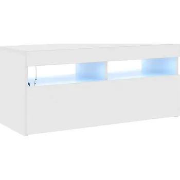 Televizní stolek TV stolek LED RGB 90x35x40 cm bílý lesk