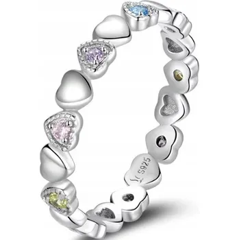 Prsten Stříbro Prstýnek 925 stříbrná srdíčka vel 14 17mm