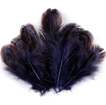 Bažantí peří délka 5-7 cm, malé, 7 modrá tmavá