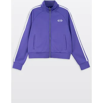 Dívčí mikina Reporter Young | Dívčí fialová BOXY mikina na zip s kontrastními lampasy na rukávech - Barva FIALOVÁ, Velikost 152/158 261-0554G-08-670-1