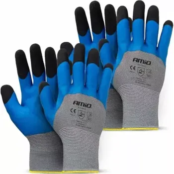 AMIO Polyesterové ochranné rukavice potažené latexovou pěnou 3/4 povrchu velikost 10 třída 3131X 2 páry
