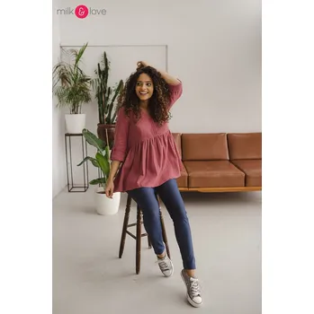 Dámská tunika Těhotenská, kojící tunika Mother Nature dl.rukáv, Dusty Cedar