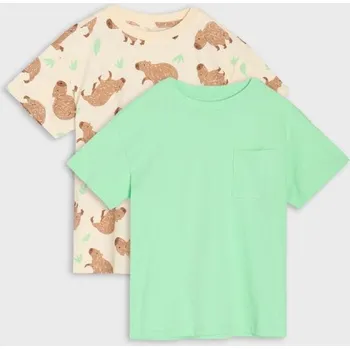 Chlapecké tričko Sinsay - Sada 2&nbsp;triček - béžová - 186DX-02X - 186DX-02X-110