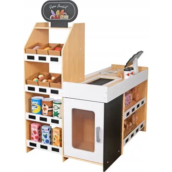 Hra na obchod Dřevěný dětský supermarket s doplňky