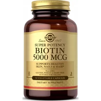 Biotin 5000 mcg 50 vege kapslí, kůže, vlasy, nehty SOLGAR