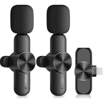 Mikrofon 2x BEZDRÁTOVÝ KLÍPOVÝ MIKROFON LAVALIER S KONEKTOREM LIGHTNING CKOKC K2