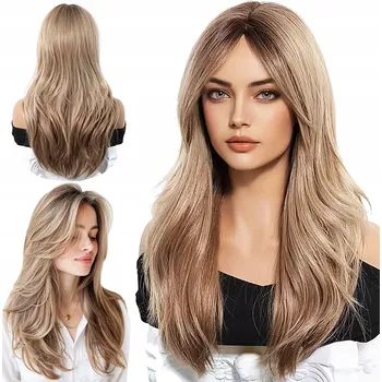 Paruka DÁMSKÁ PARUKA DLOUHÁ BLOND OMBRE ROVNÉ SYNTETICKÉ VLASY 62 cm WIG COSPLAY