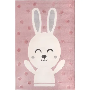 Koberec Růžový koberec s králíčkem Skandi Kids MĚKKÝ koberec 125x170 pro holčičku