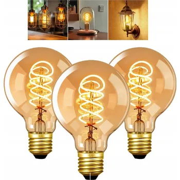 Žárovka 3x DEKORATIVNÍ ŽÁROVKA E27 RETRO Edison G80 - KOUŘOVÉ SKLO - SILNÁ