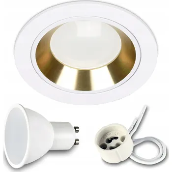 Kulaté Stropní Svítidlo Stropní svítidlo bílo-zlaté FOY + žárovka GU10 7W 4000K neutrální bílá