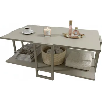 Konferenční stolek Obdélníkový konferenční stolek Kašmír Matný Dřevěný stůl s policí do obývacího pokoje