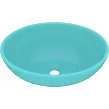 Oválné keramické umyvadlo matné světle zeleň 400 x 330 x 135 mm
