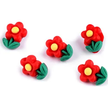 Knoflík Knoflík 3D květina velikost 24", barva 2 červená