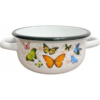 Hrnec IGMAR SMALT smaltovaný rendlík s oušky 16cm 1.5l motýli
