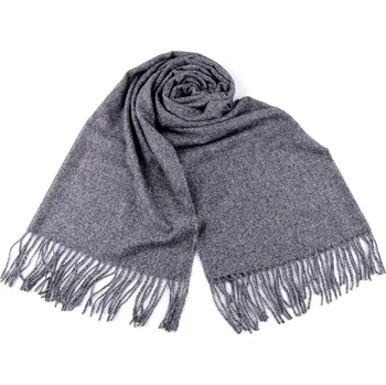 Šála Šátek / šála / pléd s třásněmi 70x190 cm, velké, 5 šedá