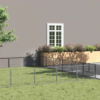 ohrádka pro psa zahrada-XL Psí kotec stříbrný 48 m² ocel 3082176
