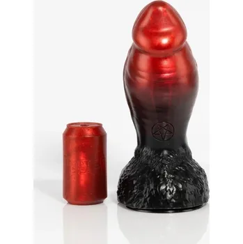 Dildo Twisted Beast Aamon Demon Blood (Ombre) XL, prémiové silikonové dildo s Vac-U-Lock s přísavkou 31 x 7,3–10,8 cm