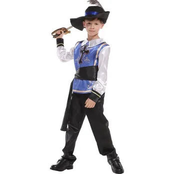 Karnevalový kostým Kostým vel. M 110-120 cm, motiv modrý mušketýr