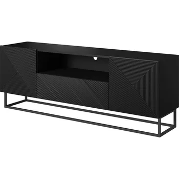 Televizní stolek TV stolek Asha 167 na kovovém podstavci - Meble Bogart Černý Mat 167x60 cm