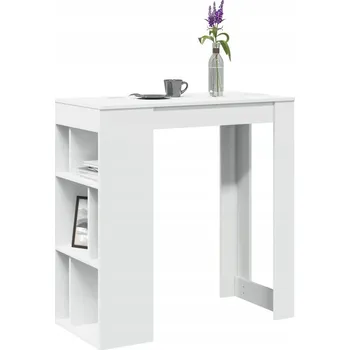 Jídelní stůl Barový stůl s přihrádkami, bílý, 102x50x103,5 cm