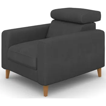 Křeslo Elegantní čalouněné křeslo s opěrkou hlavy do obývacího pokoje Goya - Bydgoskie Meble b 02 daytona, Přírodní Dub 94x84 cm