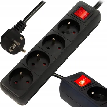 Napájecí kabel Prodlužovací Kabel přívod s lištou Blow 1,5 m, 4 ks, černý
