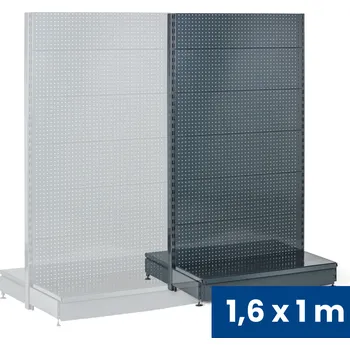 Prodejní regál Prodejní regál oboustranný, perfo stěny, 1600 x 1000 x 900 mm, přídavný, antracit