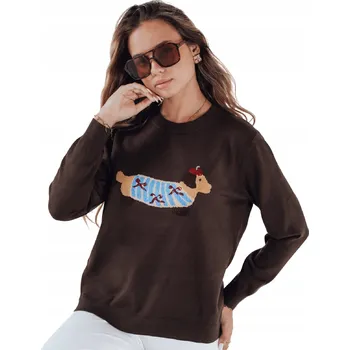 Dámský svetr DStreet dámský svetr hnědý rovný do pasu velikost M/L