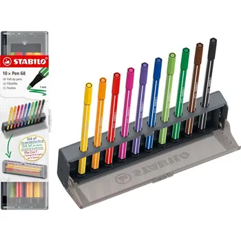 Výtvárné potřeby Prémiový vláknový fix STABILO Pen 68, 10 ks Click Set