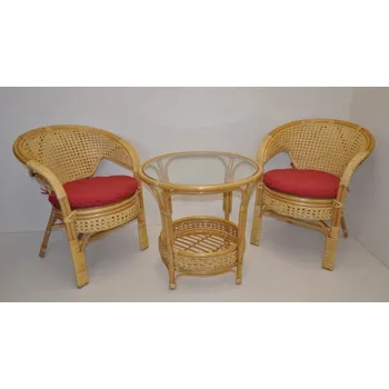 Zahradní sestava Ratanová sedací souprava Kina medová polstr vínový melír