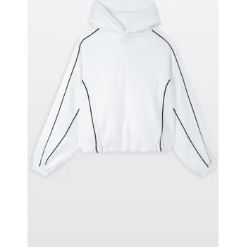 Dívčí mikina Reporter Young | Dívčí bílá BOXY mikina s kapucí a kontrastním lemováním s regulací gumou - Barva BÍLÁ, Velikost 140/146 261-0551G-13-200-1