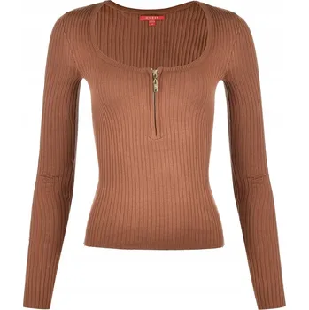 Dámský svetr Guess dámský svetr hnědý vypasovaný do pasu velikost S