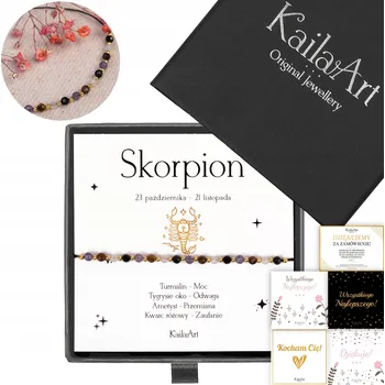 Náramek Náramek znamení zvěrokruhu Štír z přírodních kamenů na šňůrce KailaArt